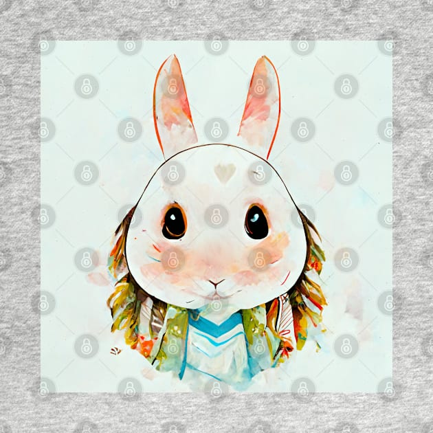 Bunny Lover Cute Rabbit Portrait by Nysa Design